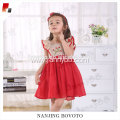 Kid girl summer red chiffon embroideried dress